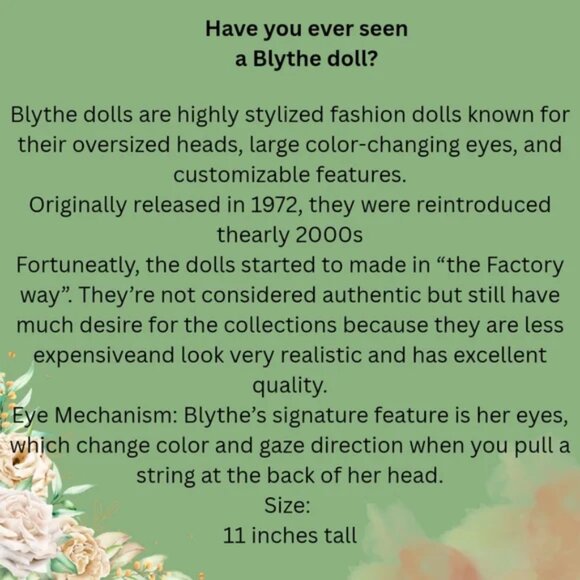 Beautiful 30cm Blythe Doll – Red Hair – Handmade Crochet Outfit - Picture 7 of 10